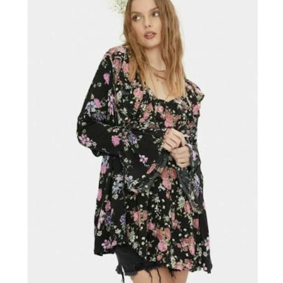 FREE PEOPLE LORETTA LONG SLEEVE POETS TOP MEDIUM LARGE - Picture 5 of 10